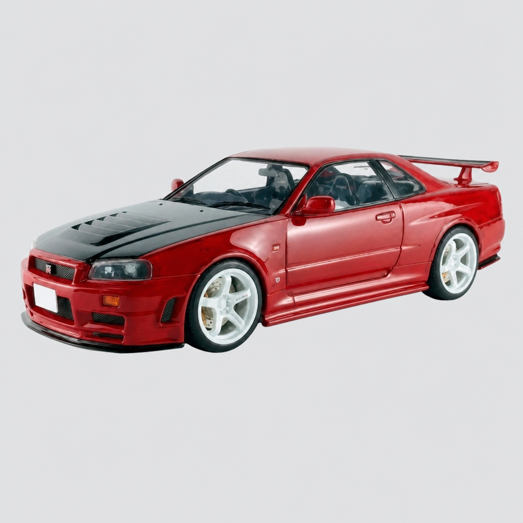 Nissan Skyline GT-R (BNR34) Coupé Vermelho / Preto 1999 — Capa ModelKit