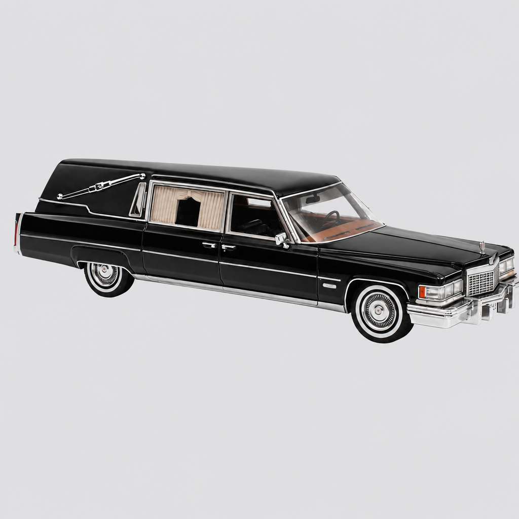 Cadillac Superior Funeral Car Hearse carro fúnebre Preto 1976 — Capa ModelKit