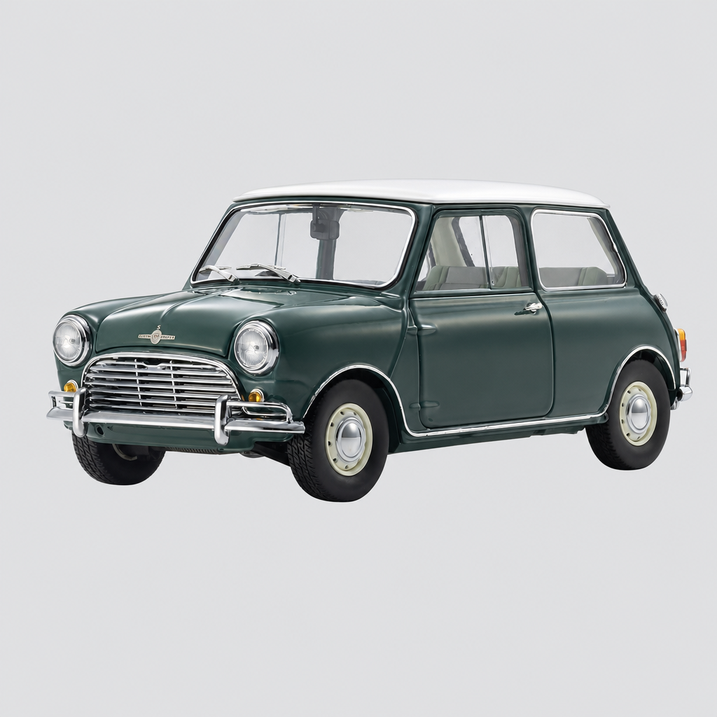 Morris Mini Cooper S 1275 MKI Verde / Branco 1959 — Capa ModelKit