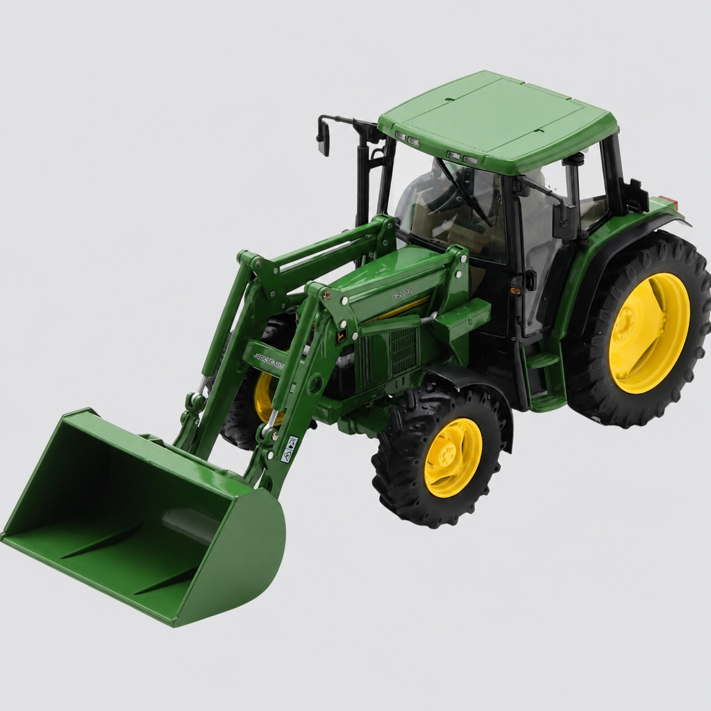 John Deere 6200 Tractor with Front Loader Verde / amarelo 1995