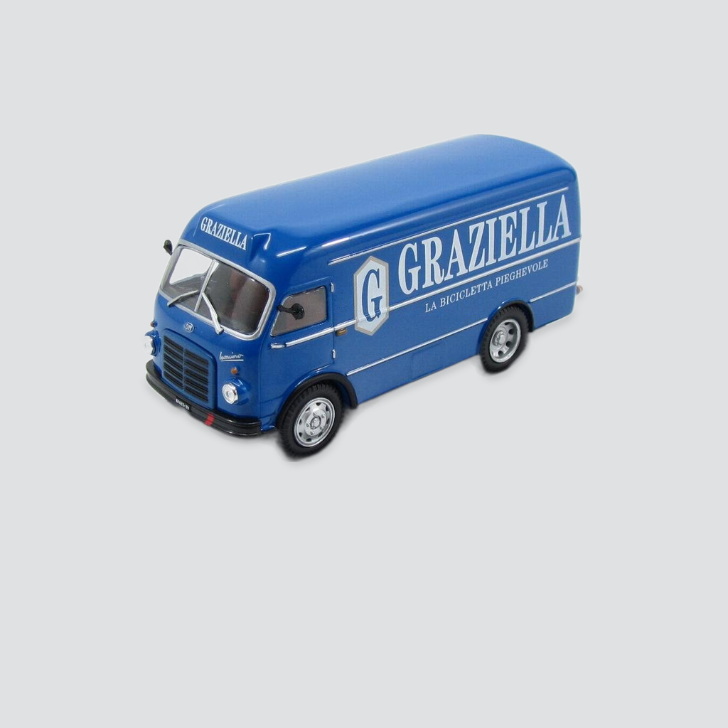 1/43 EDICOLA - OM FIAT - LEONCINO TRUCK FURGONE VAN 1964 - GRAZIELLA LA BICICLETTA PIEGHEVOLE