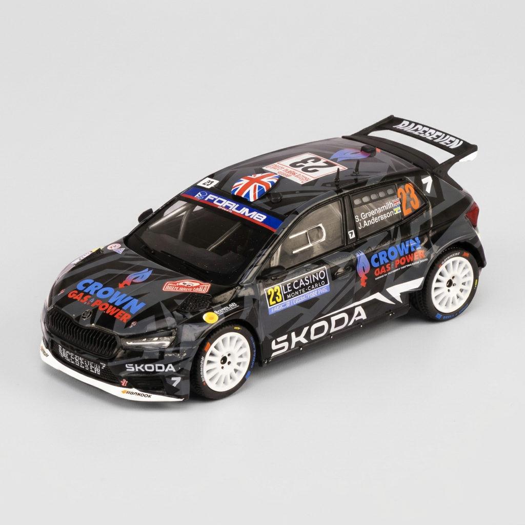 Škoda Fabia Rally2 #23 - Gus Greensmith / Jonas Andersson - 2025 Monte Carlo Rally