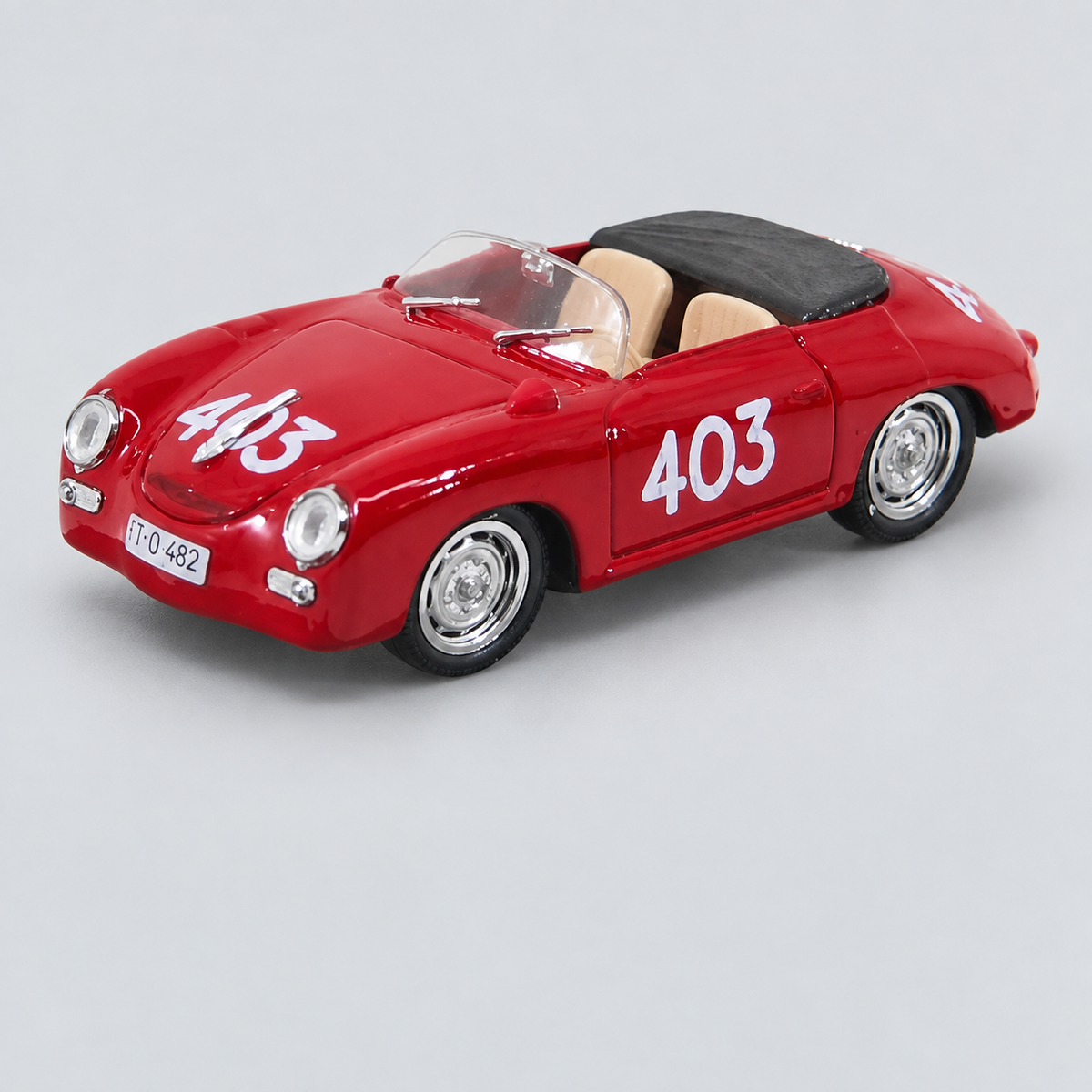 1/43 BRUMM - PORSCHE - 356 SPEEDSTER N 403 MILLE MIGLIA 1952 — vista frontal
