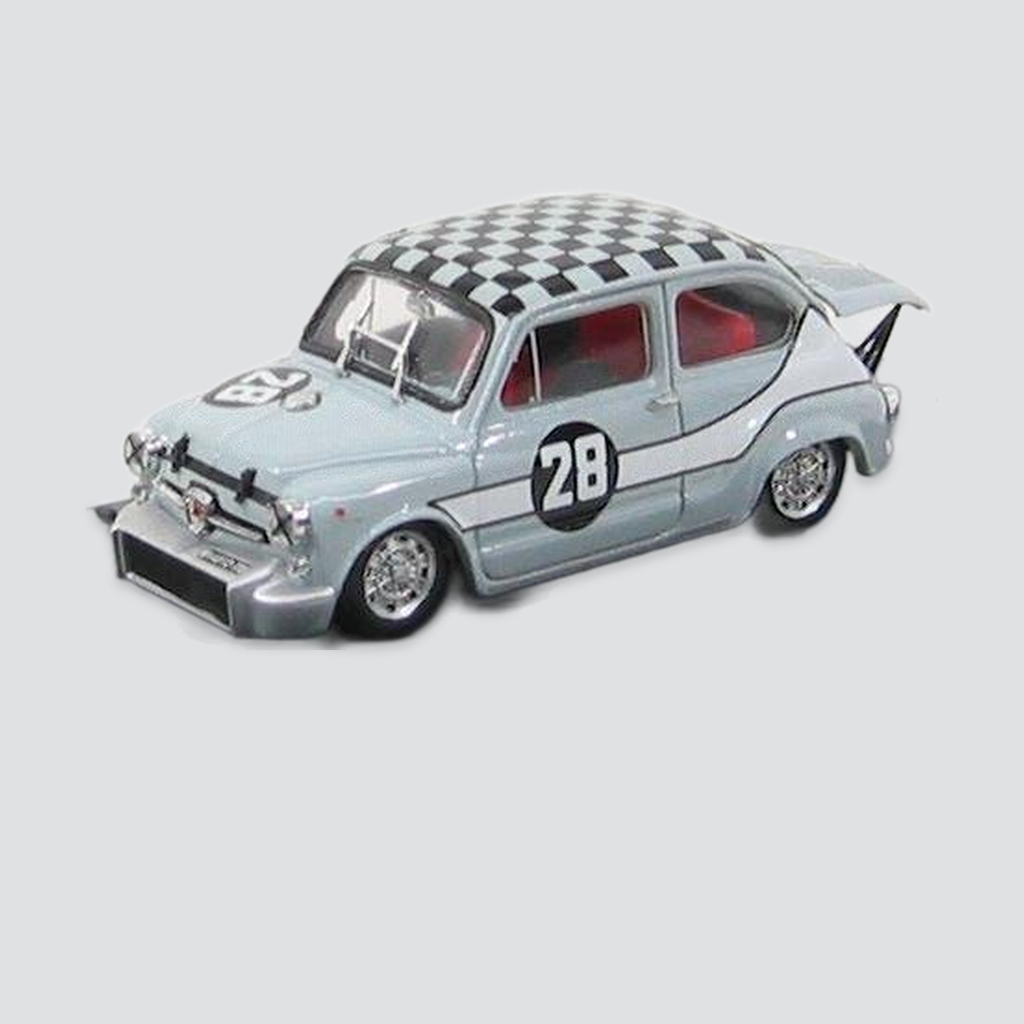 1/43 BRUMM - FIAT - 600 ABARTH 1000 BERLINA N 28 SCUDERIA ABARTH 2nd ZANDVOORT TROPHY 1969 — vista frontal