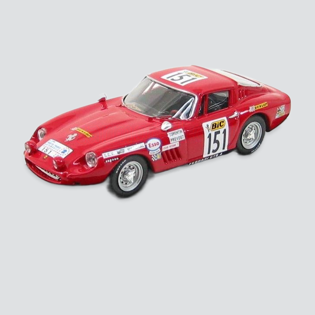 1/43 BEST-MODEL - FERRARI - 275 GTB4 COUPE N 151 TOUR DE FRANCE 1970 A.CORENTIN - B.PREVOST — vista frontal