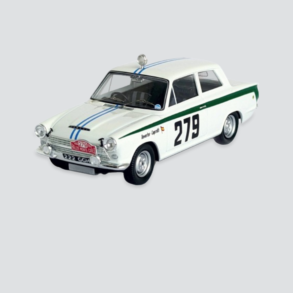 Ford Cortina Lotus #279 Estanislao Reverter/Óscar Caprotti Monte-Carlo Rally 1964
