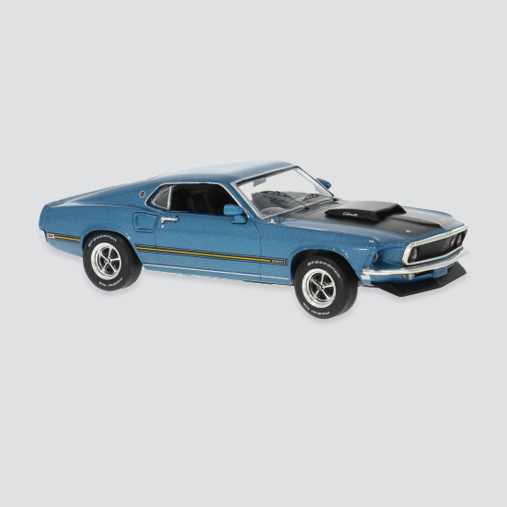 IXO, Ford Mustang Mach 1, blau, 1969, 1:43