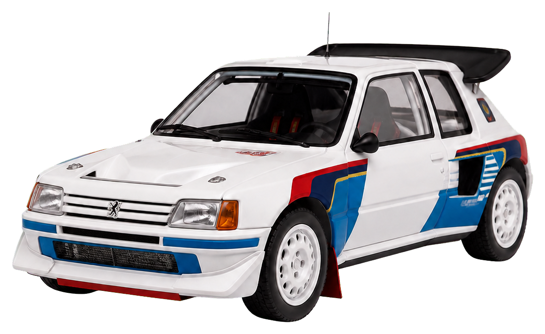 Miniatura Peugeot 205 T16, vista de três quartos